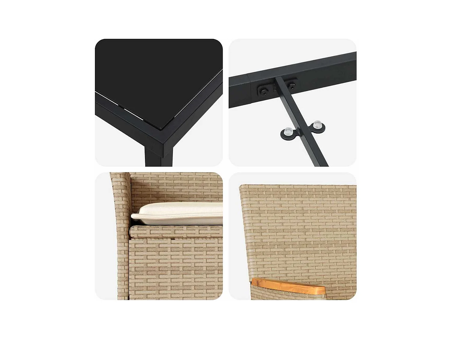 Ensemble de salle à manger pour jardin 3 pcs Beige Poly rotin