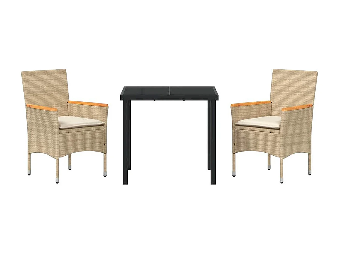 Garten Essgruppe mit Kissen 3 pcs Beige Poly-Rattan