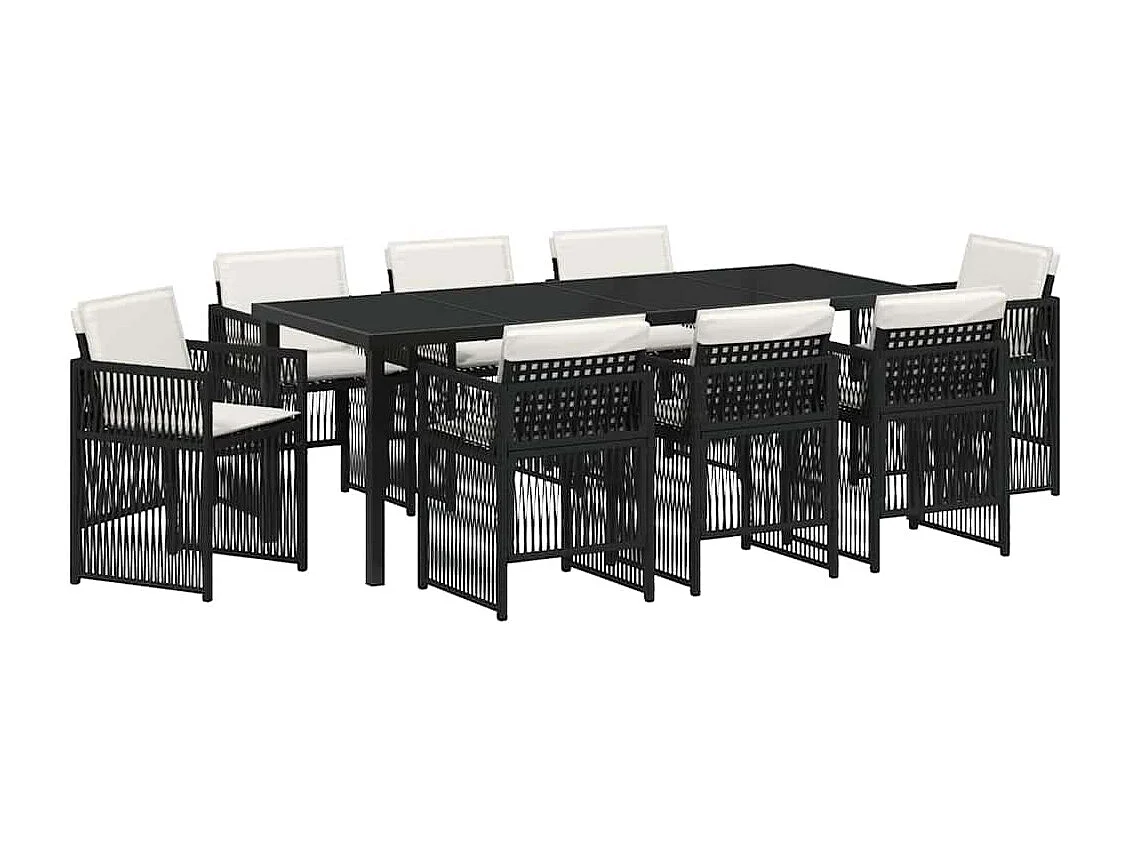 Ensemble de salle à manger pour jardin 9 pcs Noir