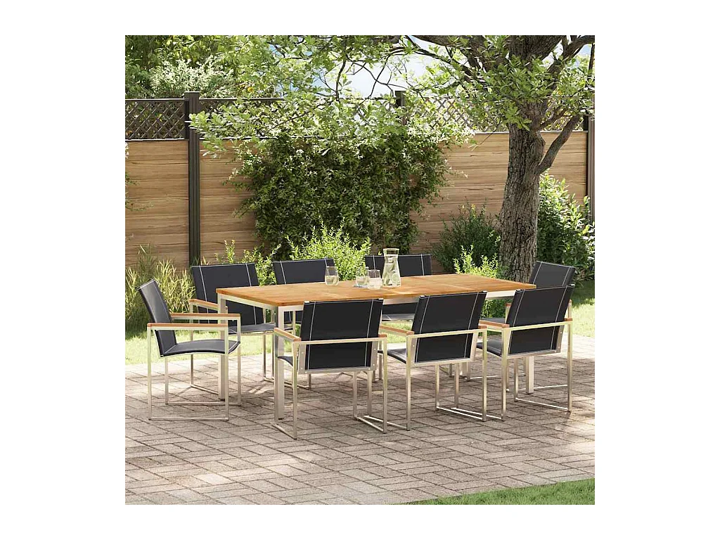 EnsembledeRepasdeJardin 9 pcs Teck massif