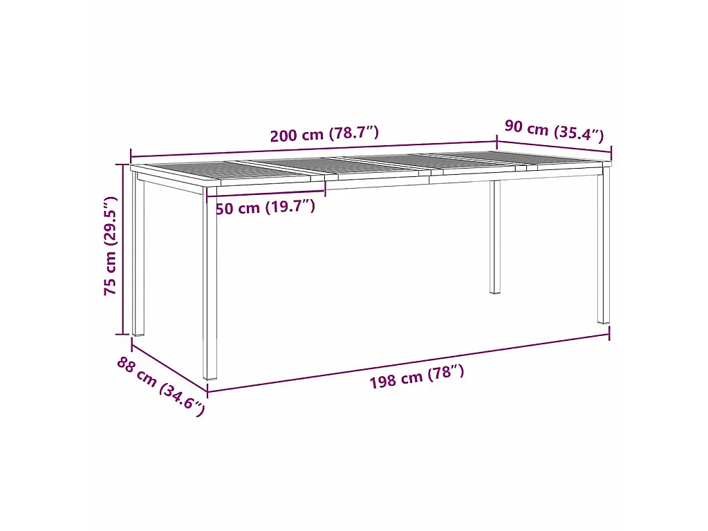 Set da Pranzo per Giardino 9 pcs Legno di Acacia Massello