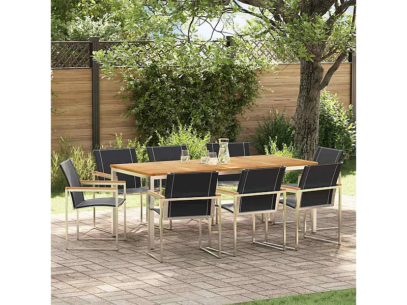 EnsembledeRepasdeJardin 9 pcs Teck massif