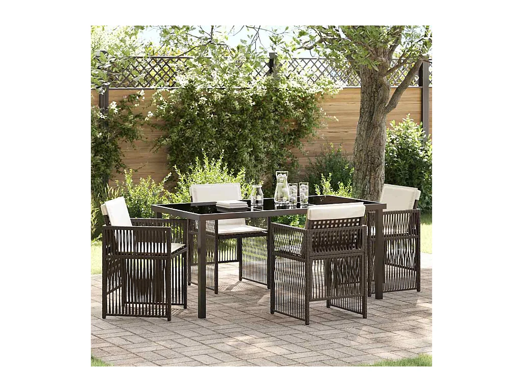 Ensemble de salle à manger pour jardin 5 pcs Marron Poly rotin