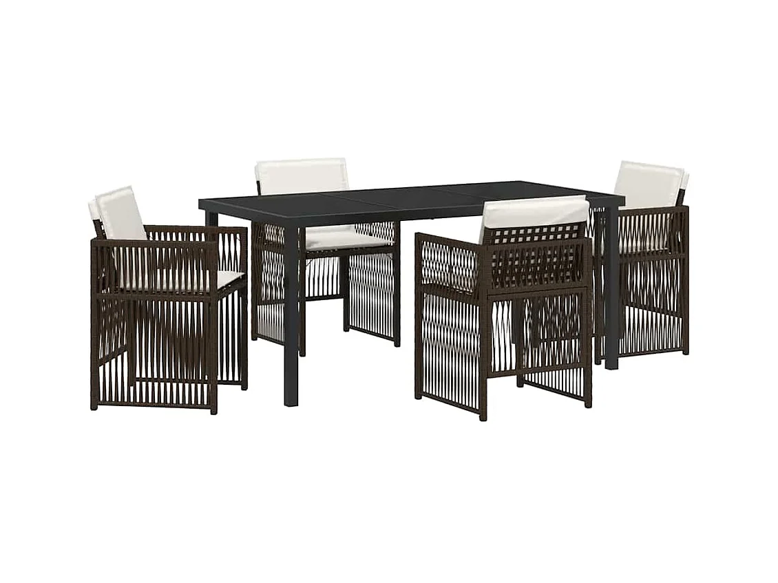 Ensemble de salle à manger pour jardin 5 pcs Marron Poly rotin