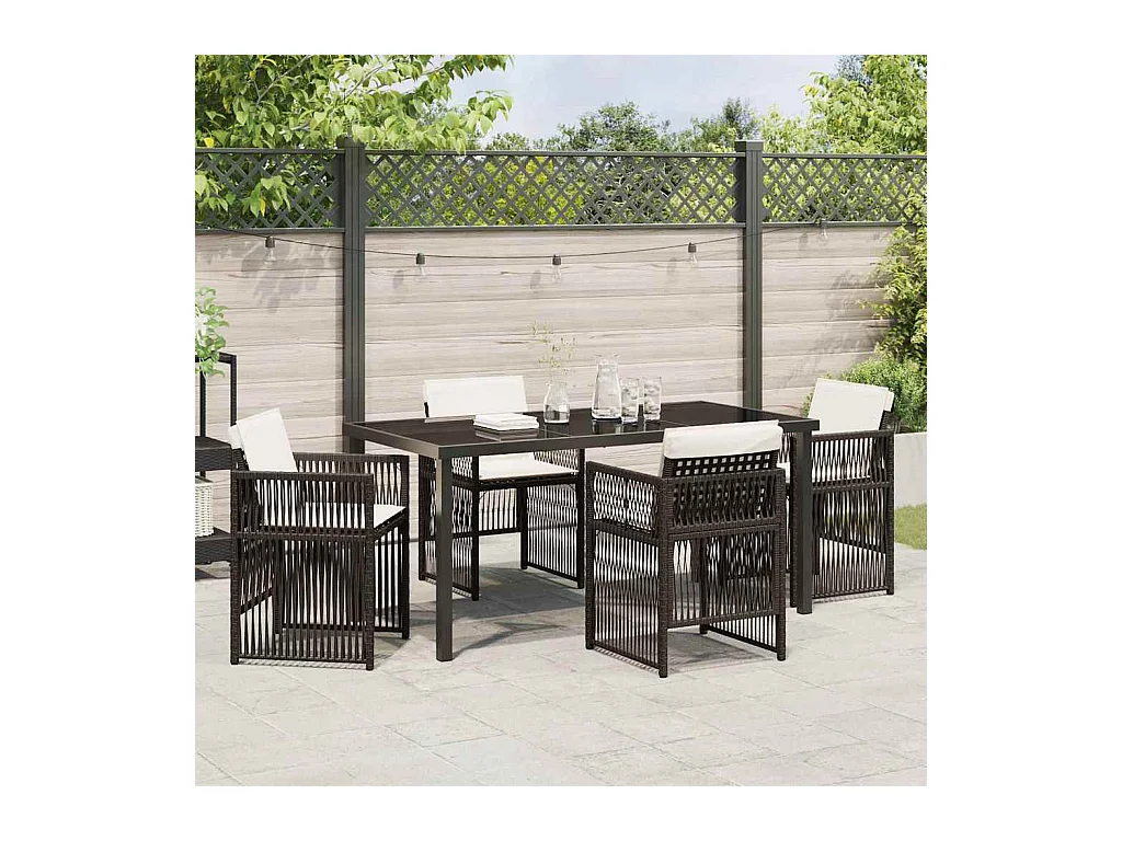 Ensemble de salle à manger pour jardin 5 pcs Marron Poly rotin