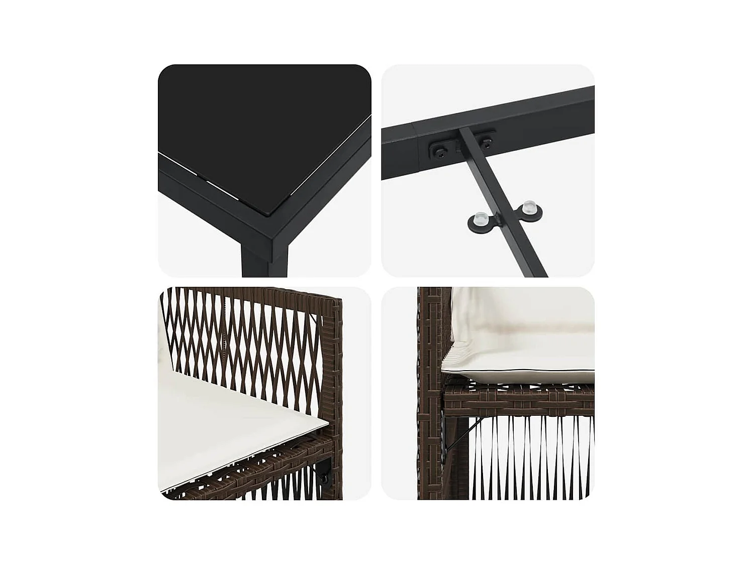 Ensemble de salle à manger pour jardin 5 pcs Marron Poly rotin