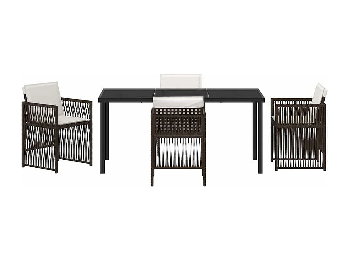 Garten Essgruppe 5 pcs Braun Poly Rattan