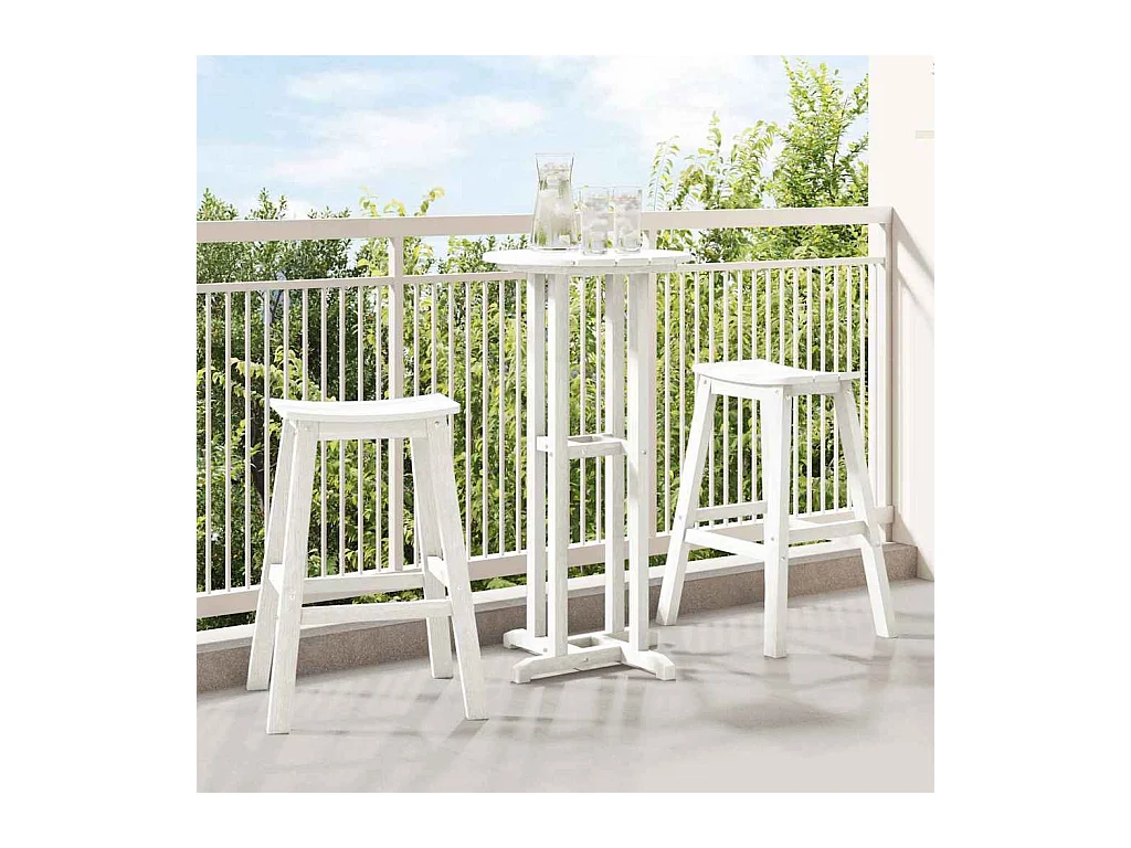 Ensemble de bar de jardin 3 pcs Blanc HDPE