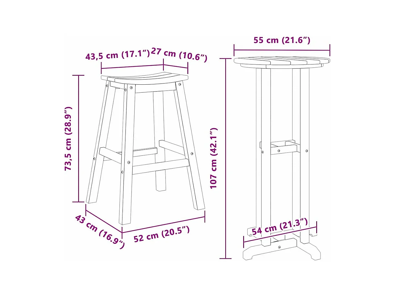 Ensemble de bar de jardin 3 pcs Blanc HDPE