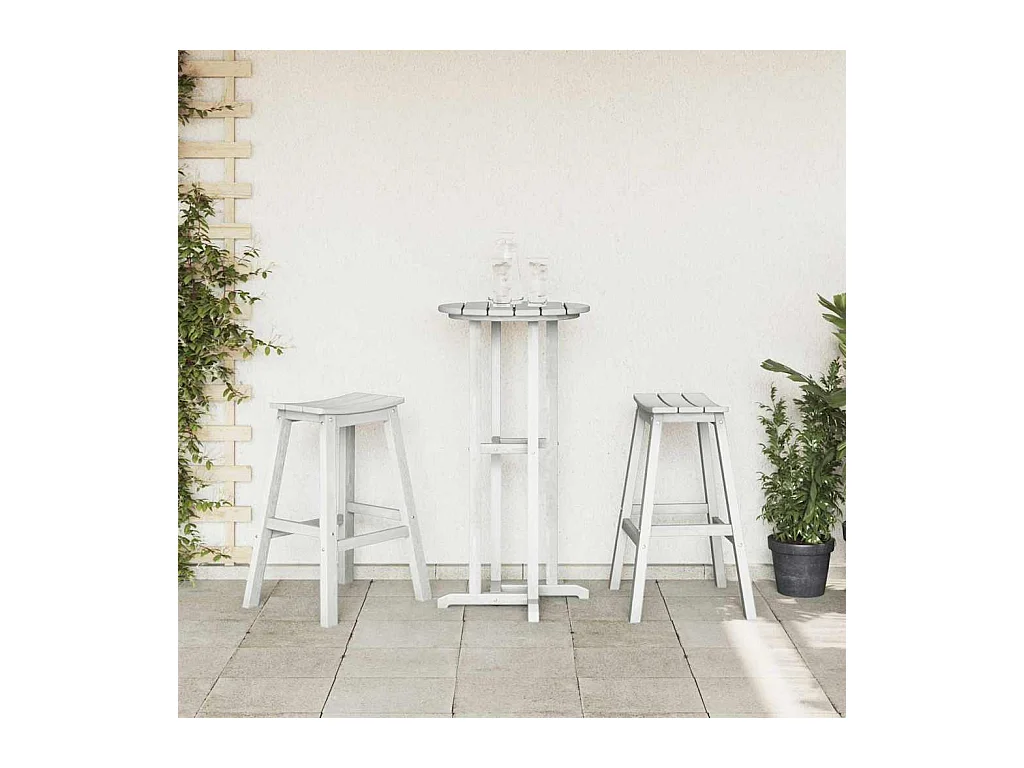 Ensemble de bar de jardin 3 pcs Blanc HDPE