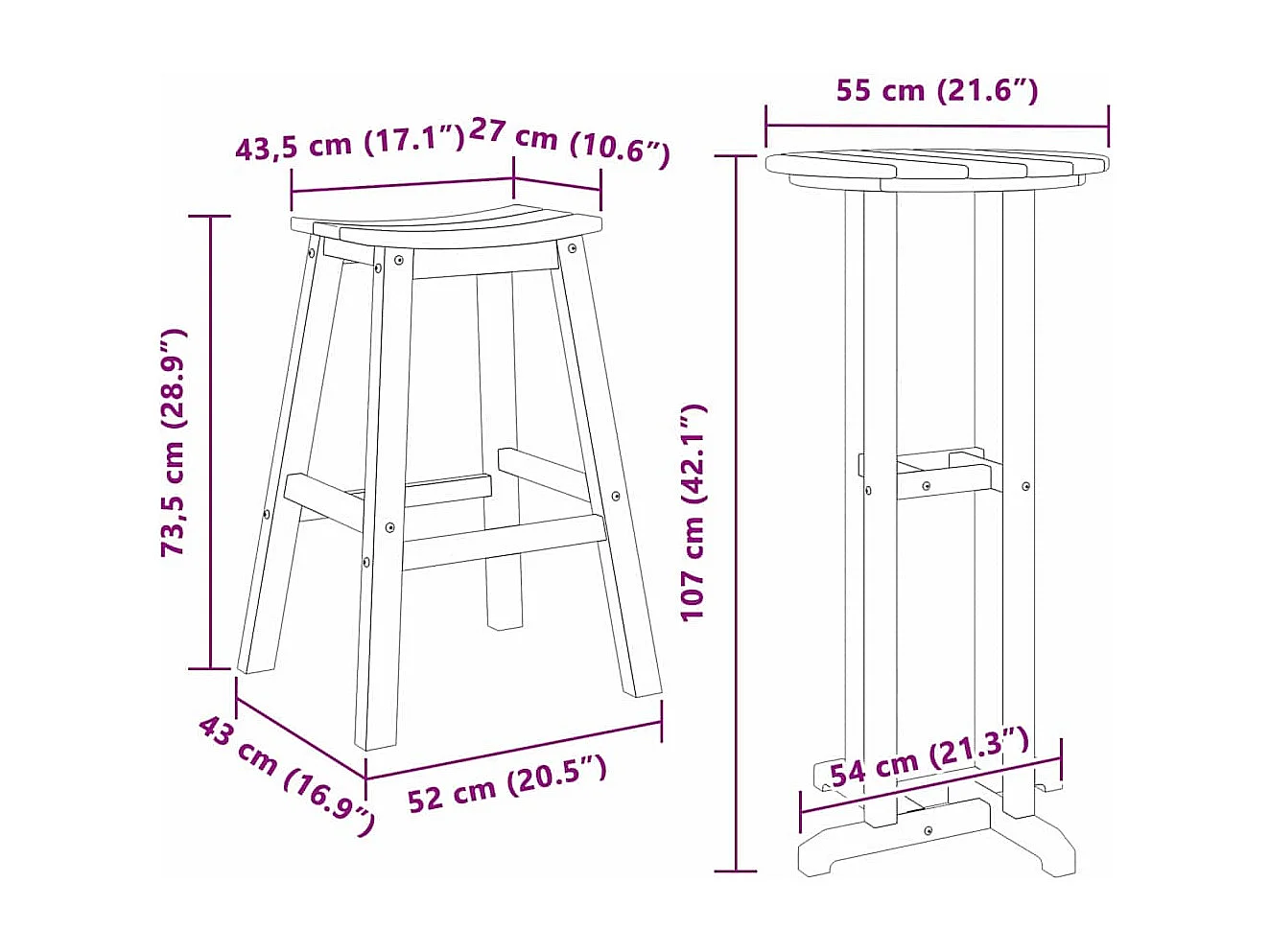 Garten Bar Set 3 pcs Weiß HDPE