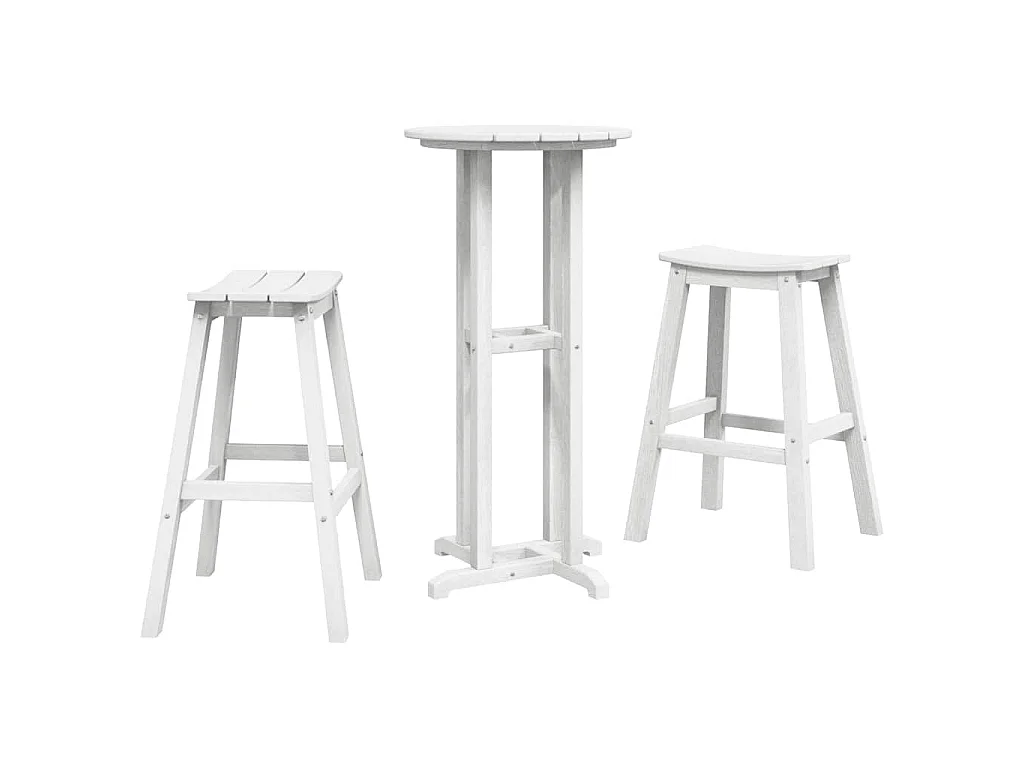 Ensemble de bar de jardin 3 pcs Blanc HDPE