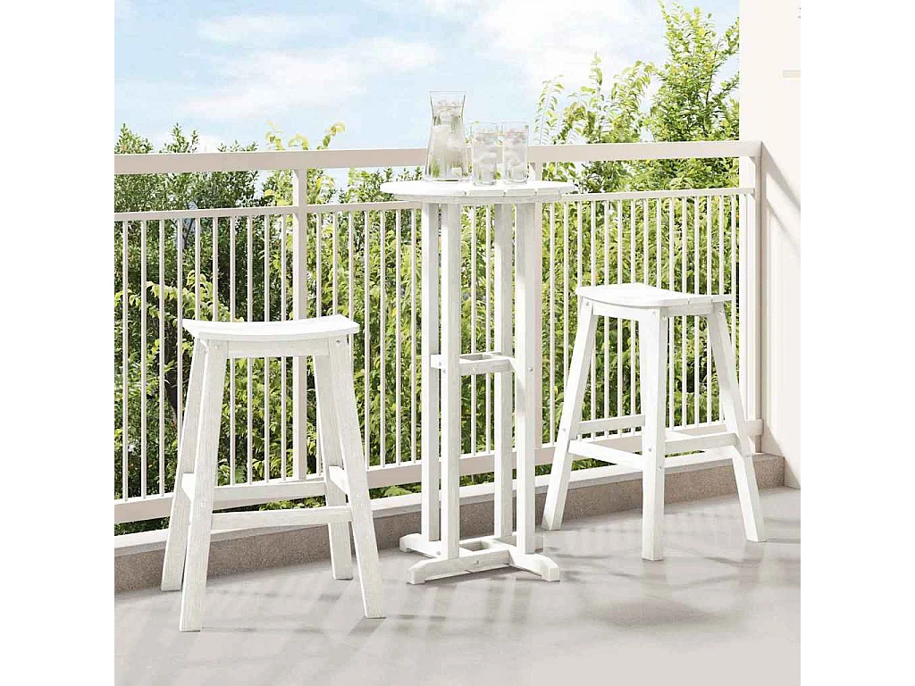 Ensemble de bar de jardin 3 pcs Blanc HDPE