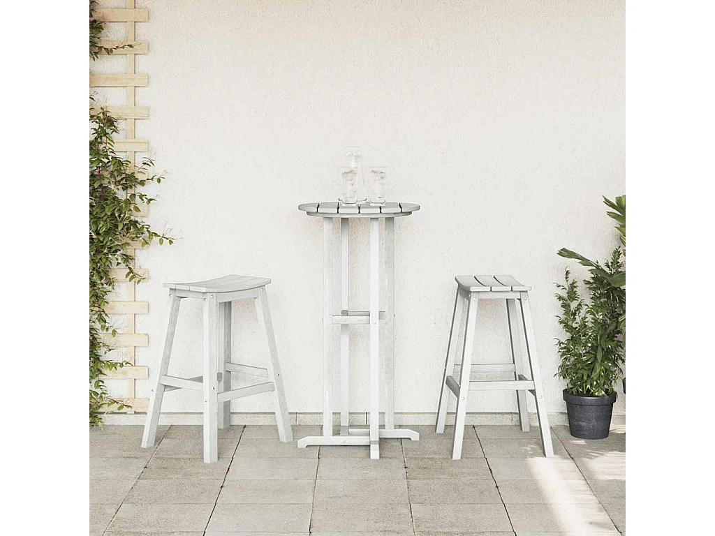 Ensemble de bar de jardin 3 pcs Blanc HDPE