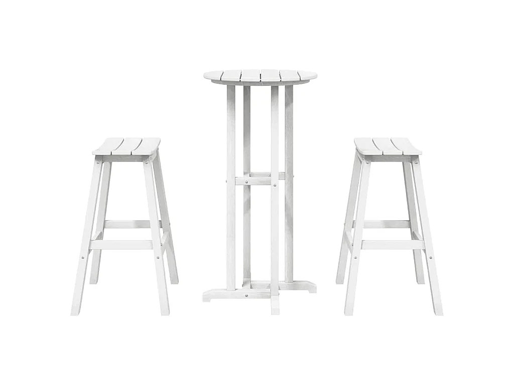 Ensemble de bar de jardin 3 pcs Blanc HDPE