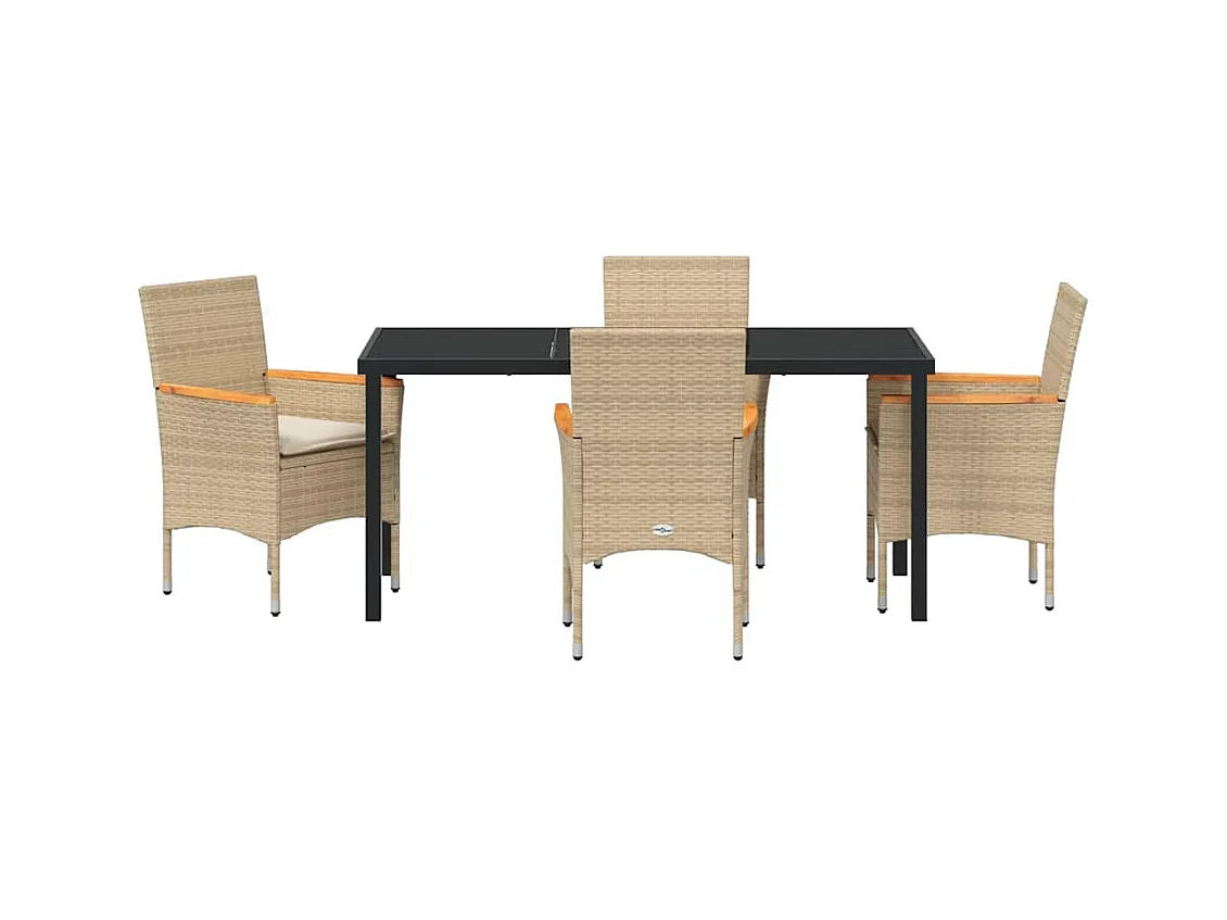 Ensemble de salle à manger pour jardin 5 pcs Beige Poly rotin