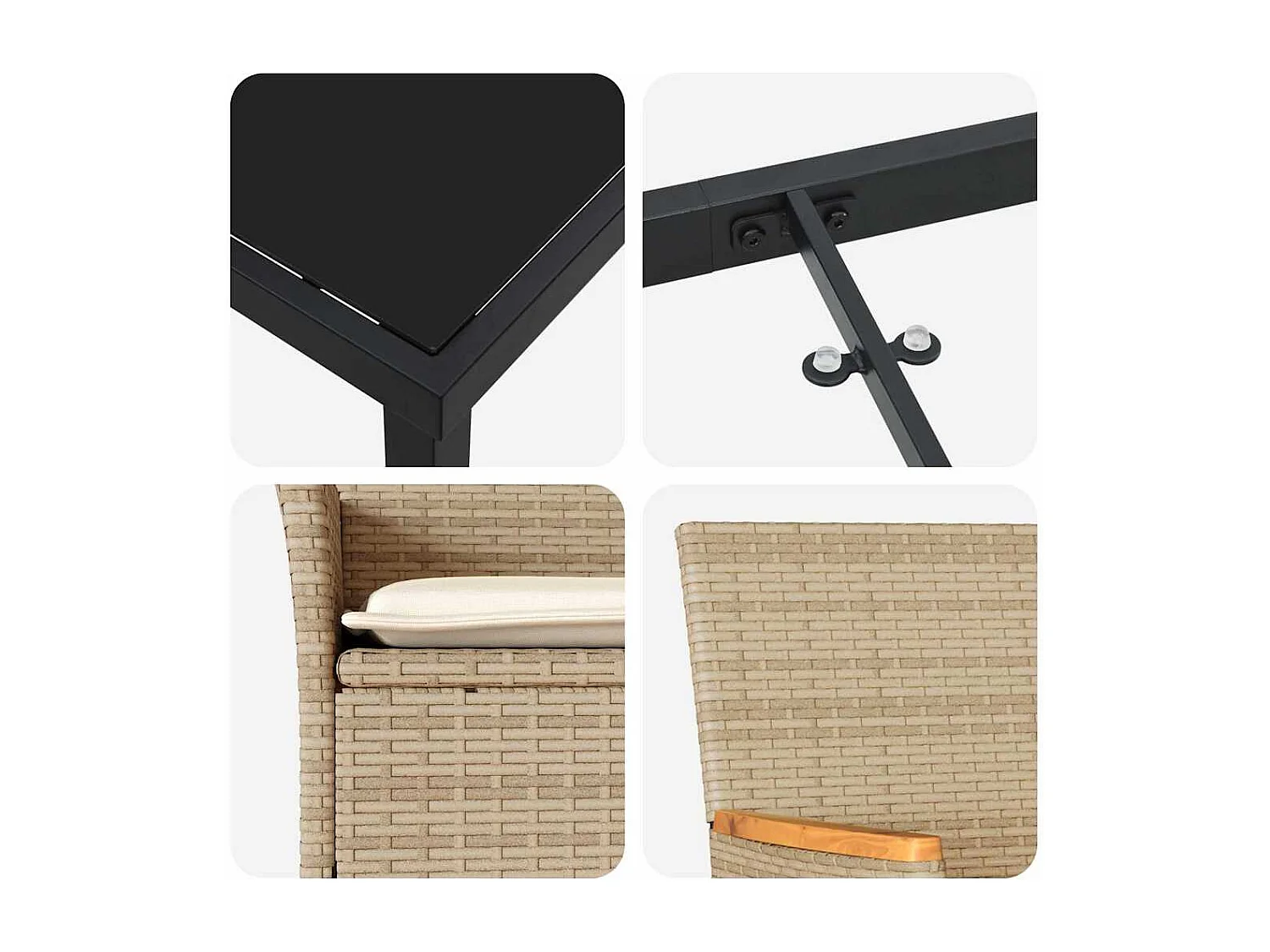 Ensemble de salle à manger pour jardin 5 pcs Beige Poly rotin