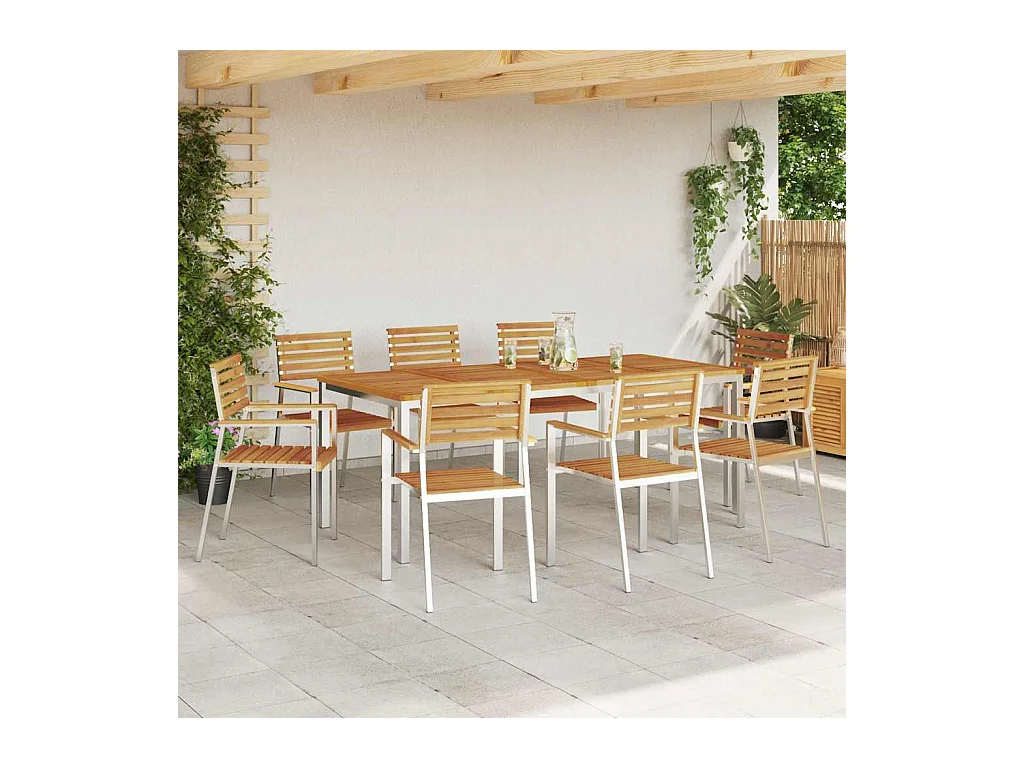 Ensemble de salle à manger pour jardin 9 pcs