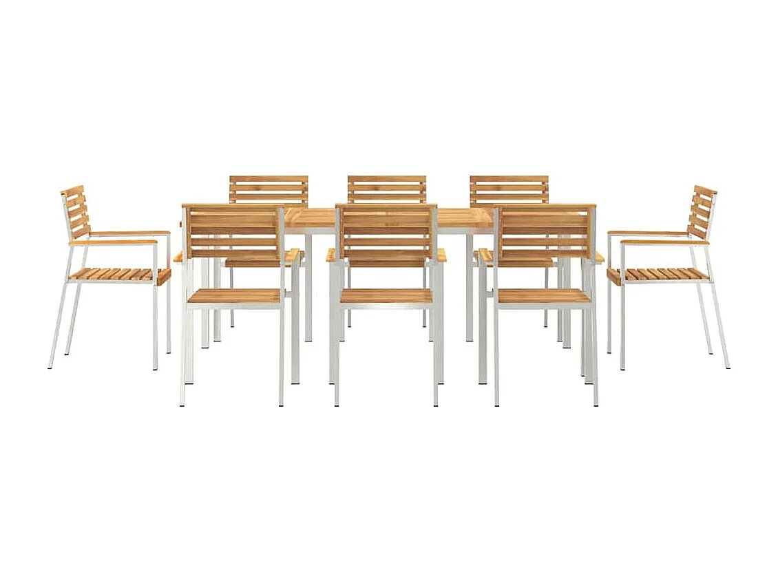 Ensemble de salle à manger pour jardin 9 pcs