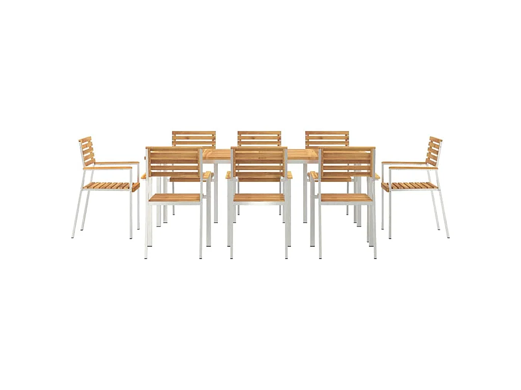 Ensemble de salle à manger pour jardin 9 pcs
