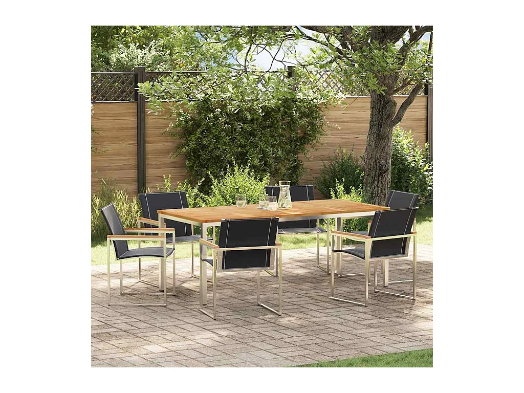 EnsembledeRepasdeJardin 7 pcs Teck massif