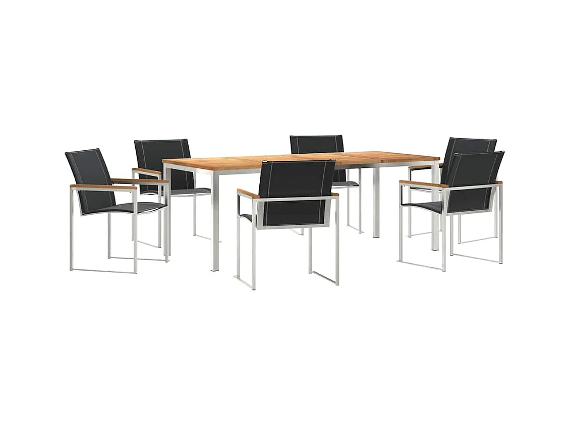 EnsembledeRepasdeJardin 7 pcs Teck massif