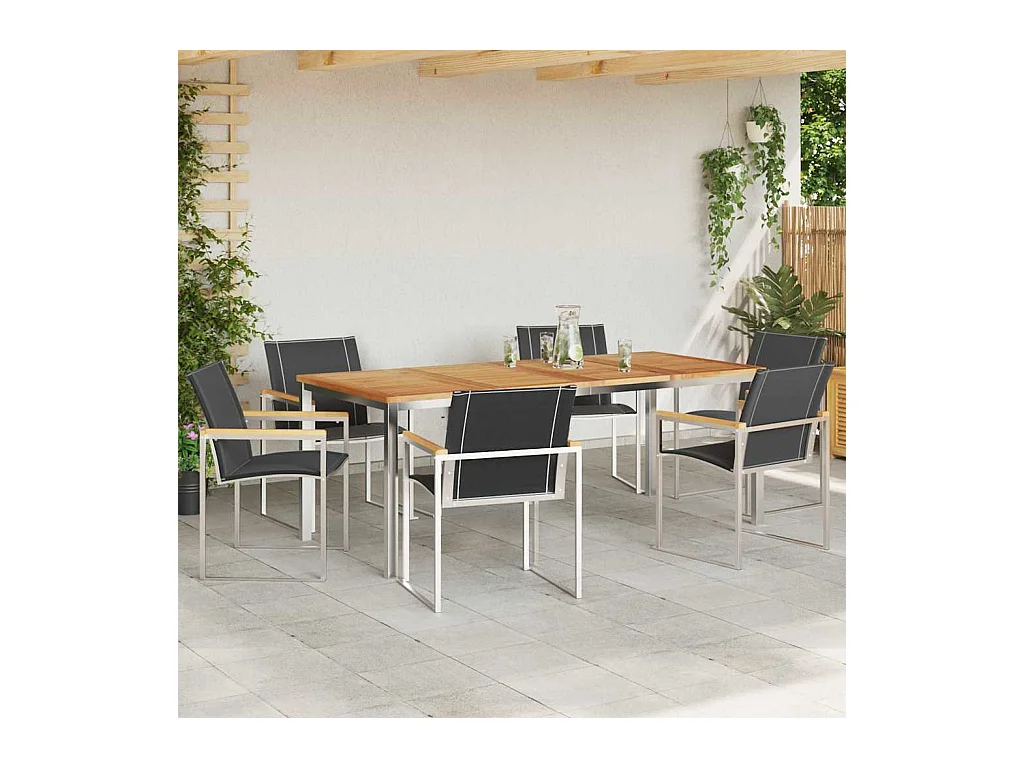 EnsembledeRepasdeJardin 7 pcs Teck massif