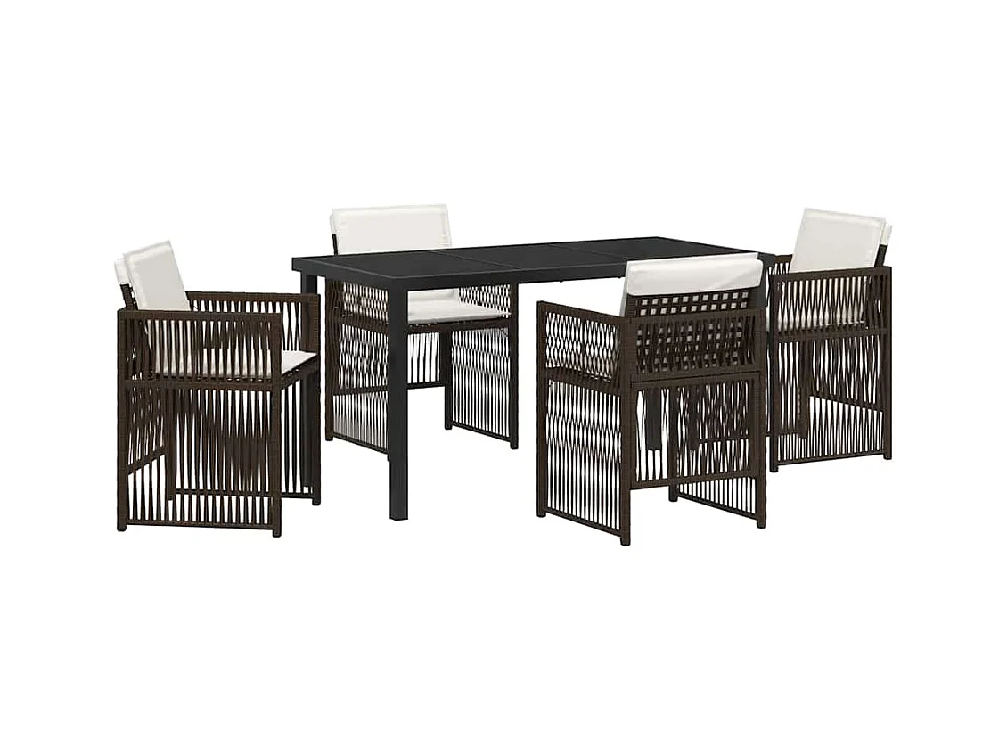 Ensemble de salle à manger pour jardin 5 pcs Marron Poly rotin