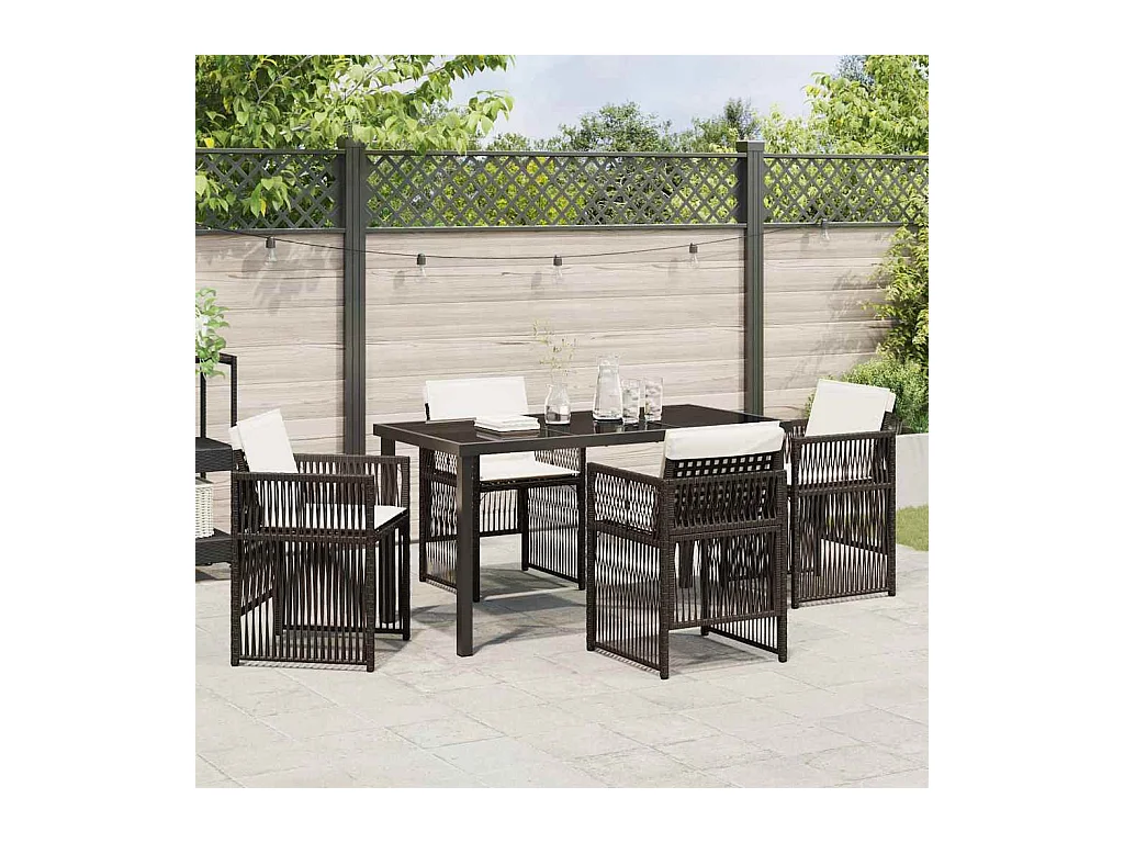 Ensemble de salle à manger pour jardin 5 pcs Marron Poly rotin