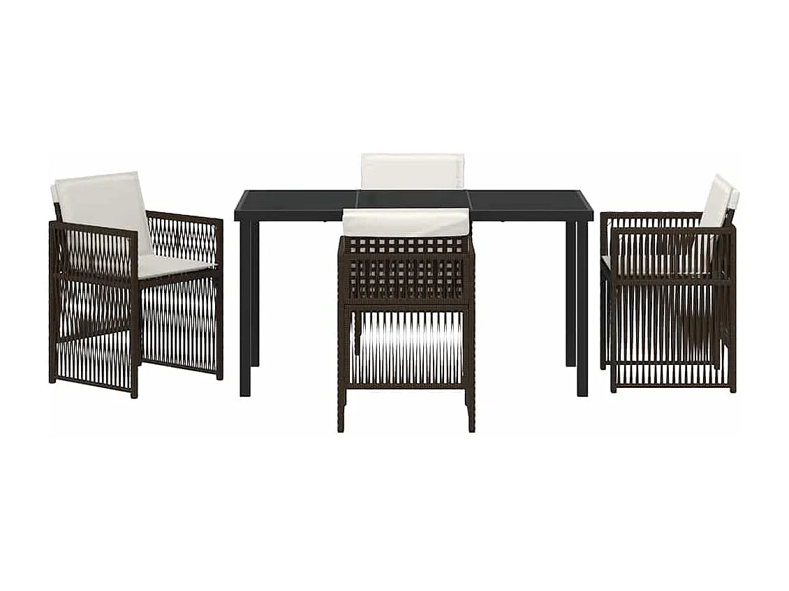 Ensemble de salle à manger pour jardin 5 pcs Marron Poly rotin