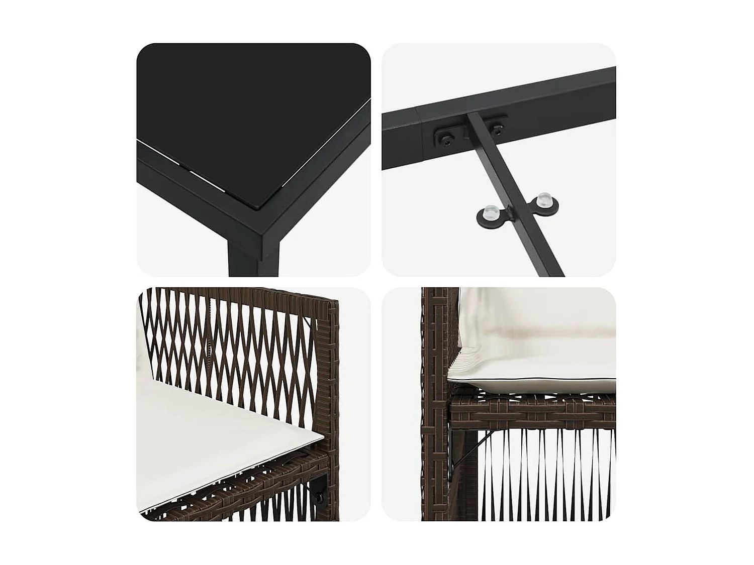 Ensemble de salle à manger pour jardin 5 pcs Marron Poly rotin