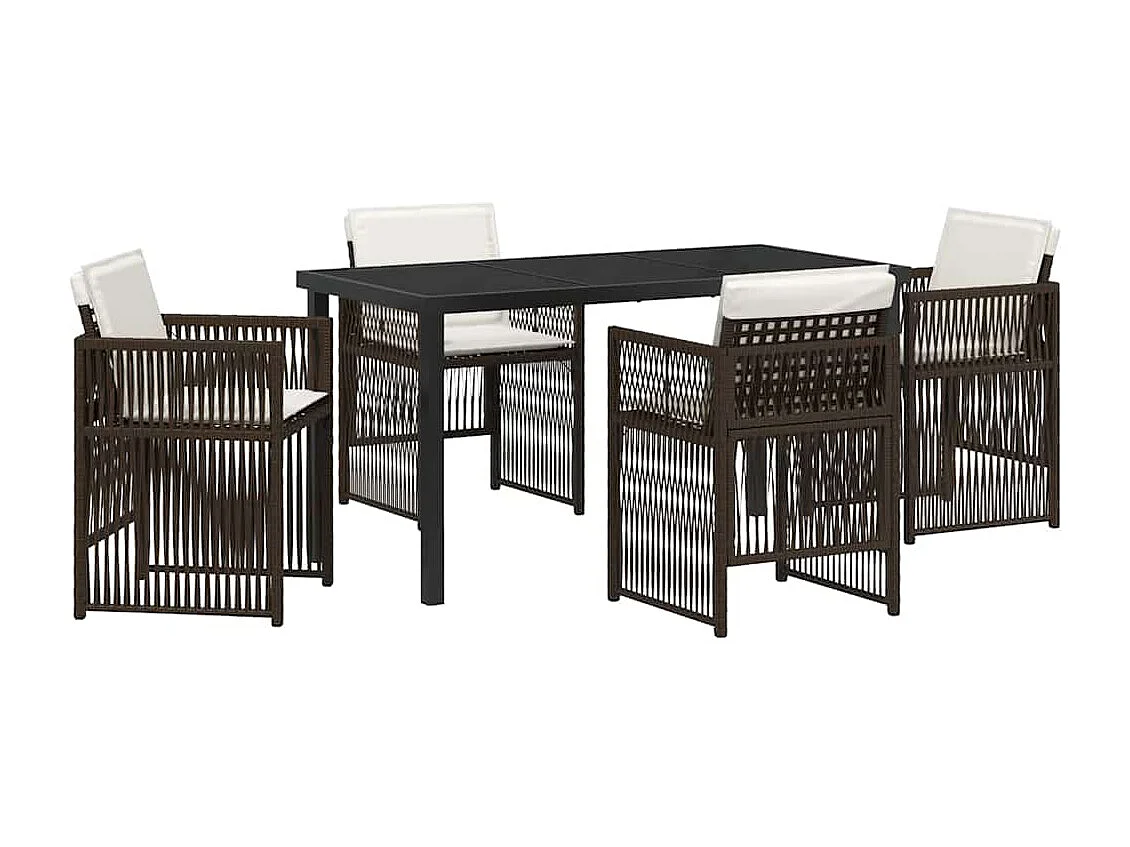 Garten Essgruppe 5 pcs Braun Poly Rattan