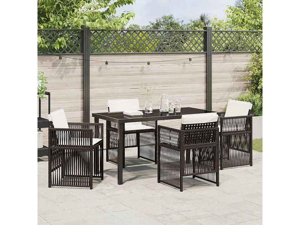Tuin eettafelset 5 pcs Bruin Gepoedercoat staal