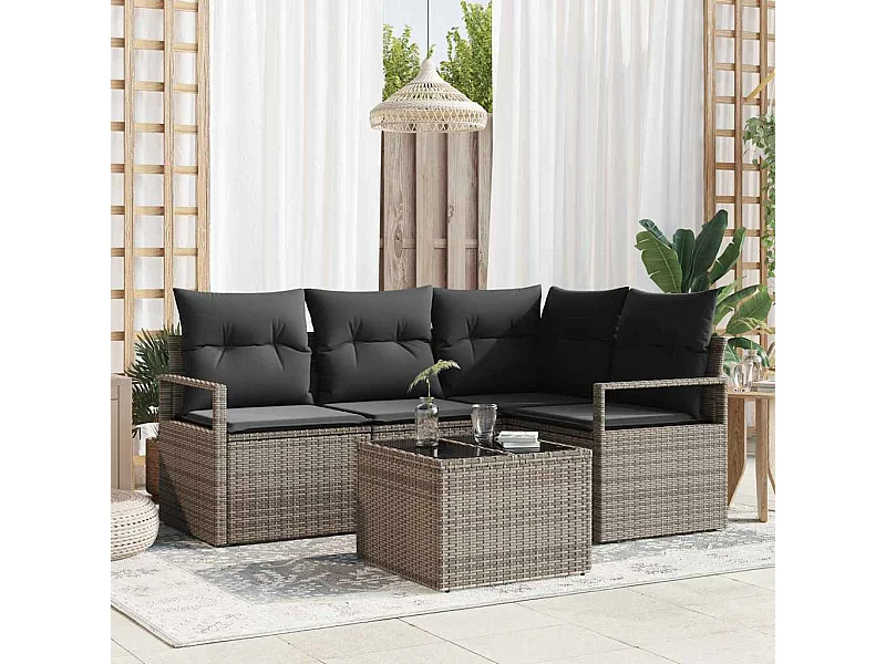 Ensemble de canapé de jardin avec coussin 5 pcs Gris clair
