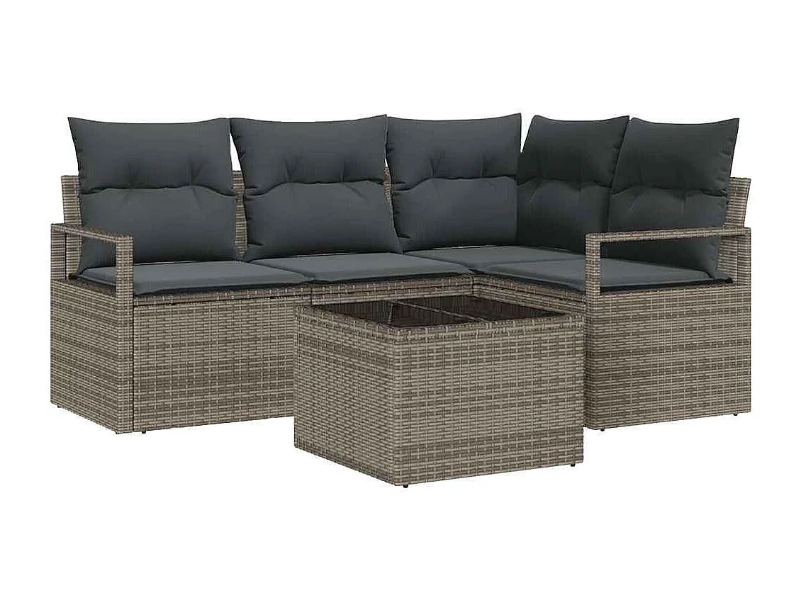 Garten-Sofa-Set mit Kissen mit Speicher 5 pcs Hellgrau