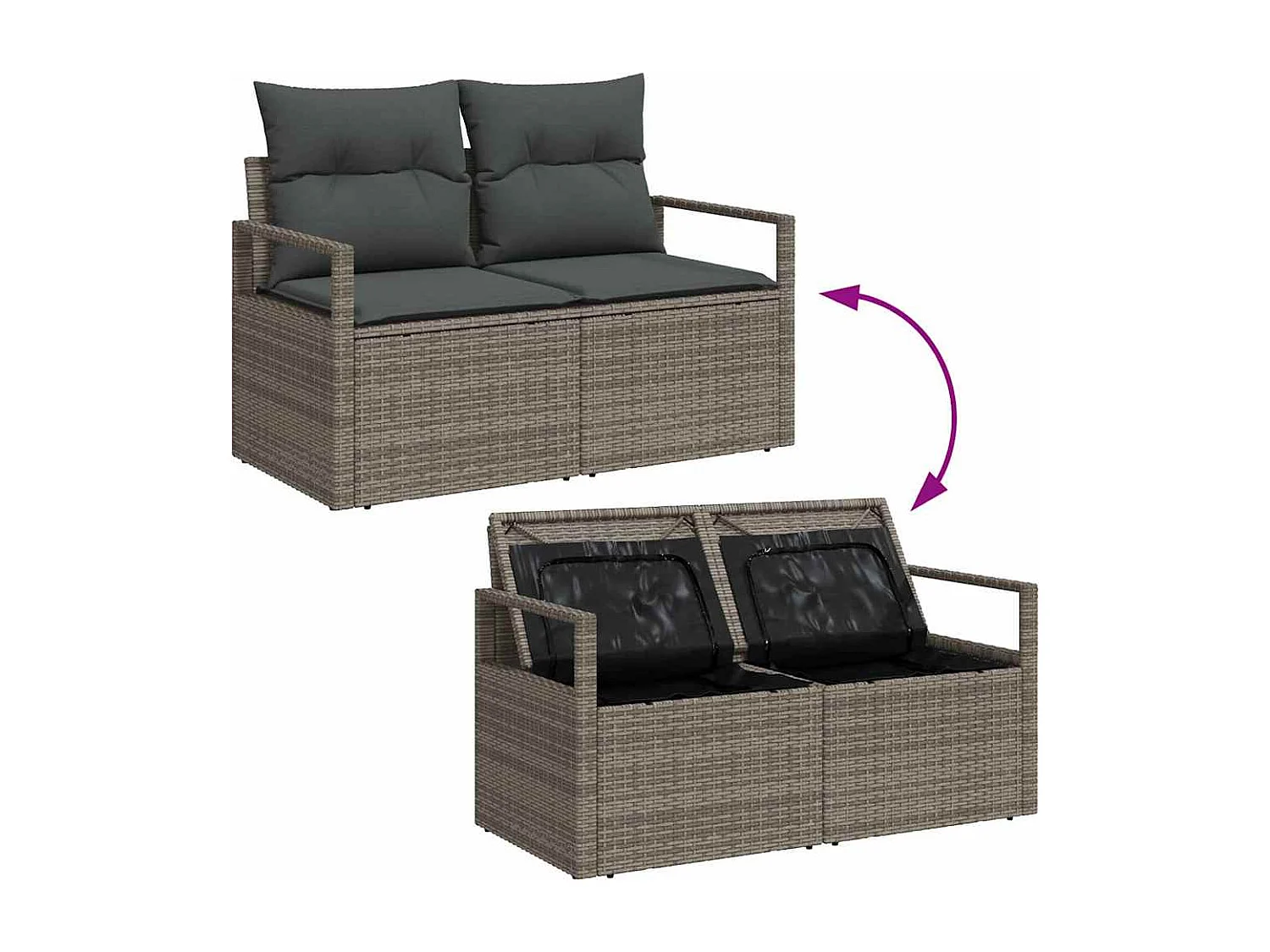 Garten-Sofa-Set mit Kissen mit Speicher 5 pcs Hellgrau