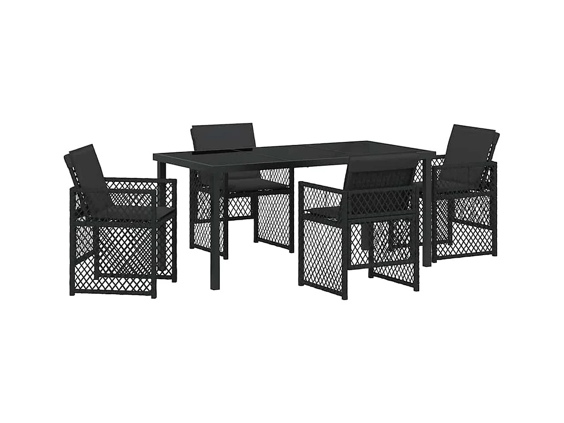 Ensemble de salle à manger pour jardin 5 pcs Noir polyrotin