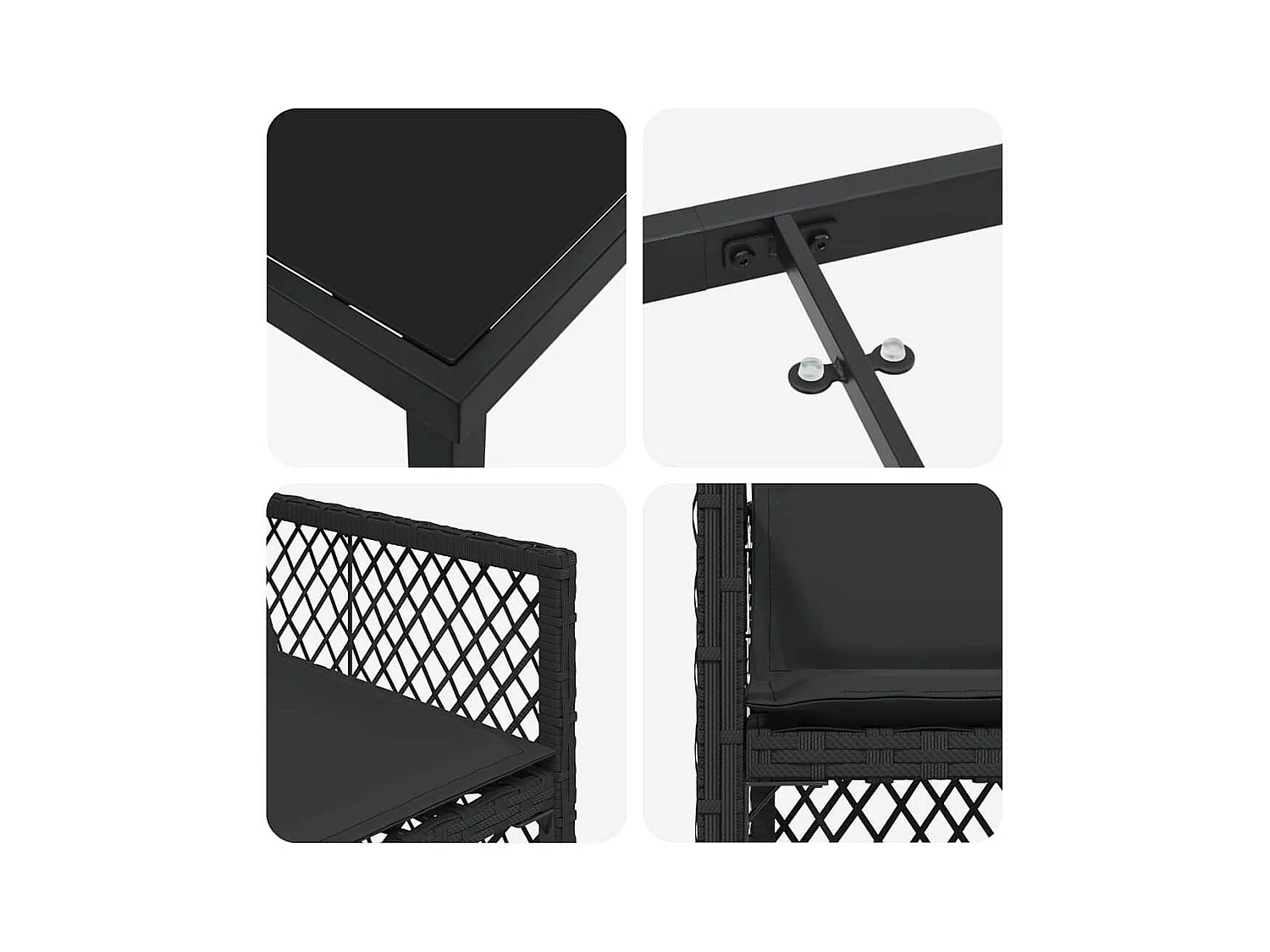 Ensemble de salle à manger pour jardin 5 pcs Noir polyrotin