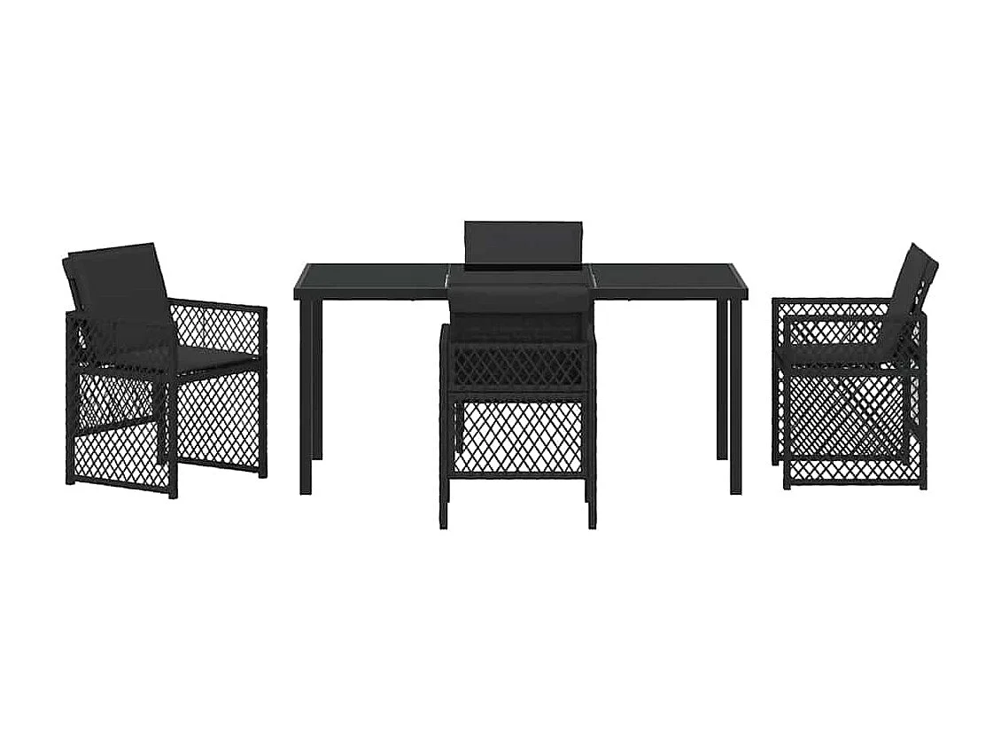 Ensemble de salle à manger pour jardin 5 pcs Noir polyrotin