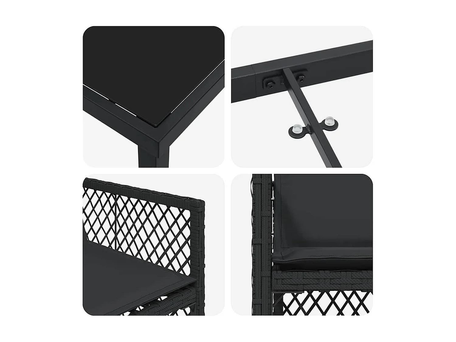 Ensemble de salle à manger pour jardin 5 pcs Noir polyrotin