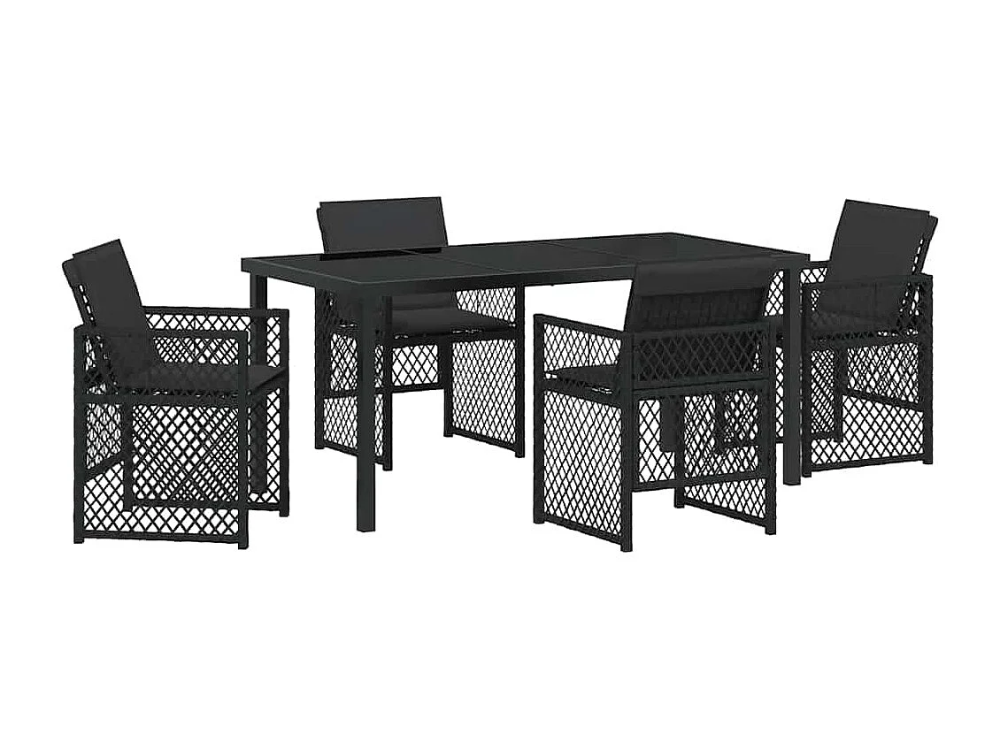 Garten Essgruppe 5 pcs Schwarz Poly-Rattan