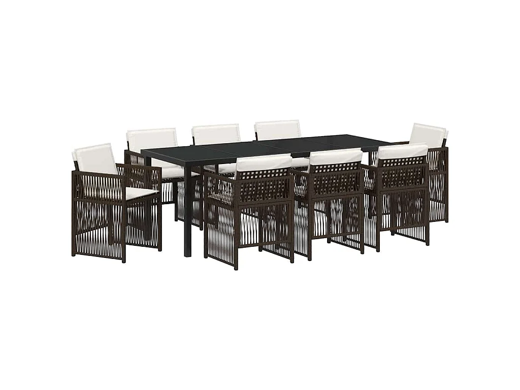 Garten Essgruppe 9 pcs Braun Pulverbeschichteter Stahl