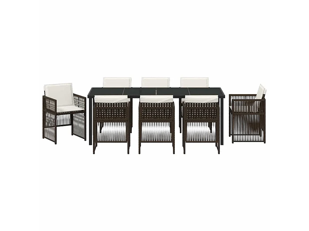 Garten Essgruppe 9 pcs Braun Pulverbeschichteter Stahl