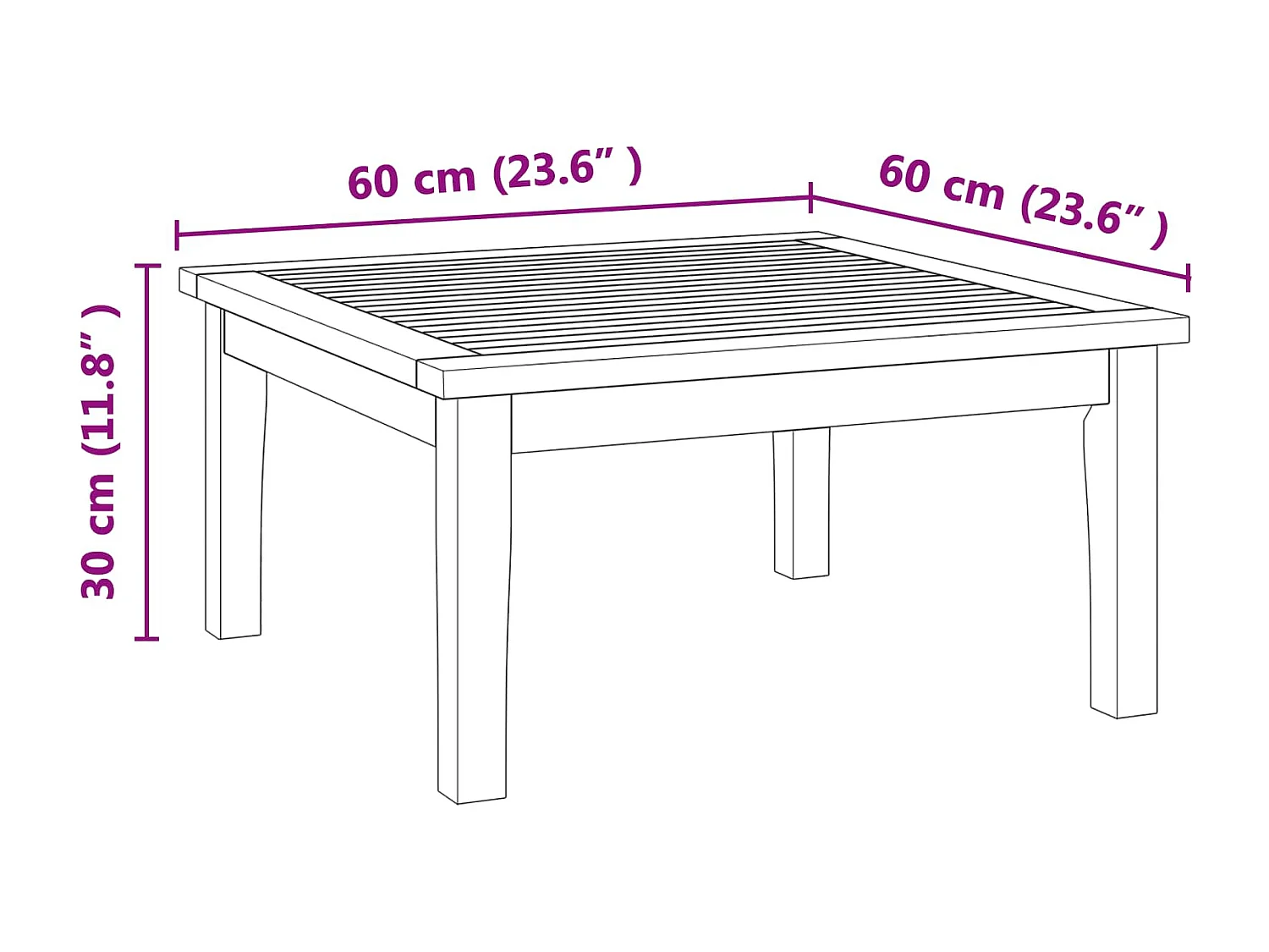 Table de Jardin Marron Bois de teck massif