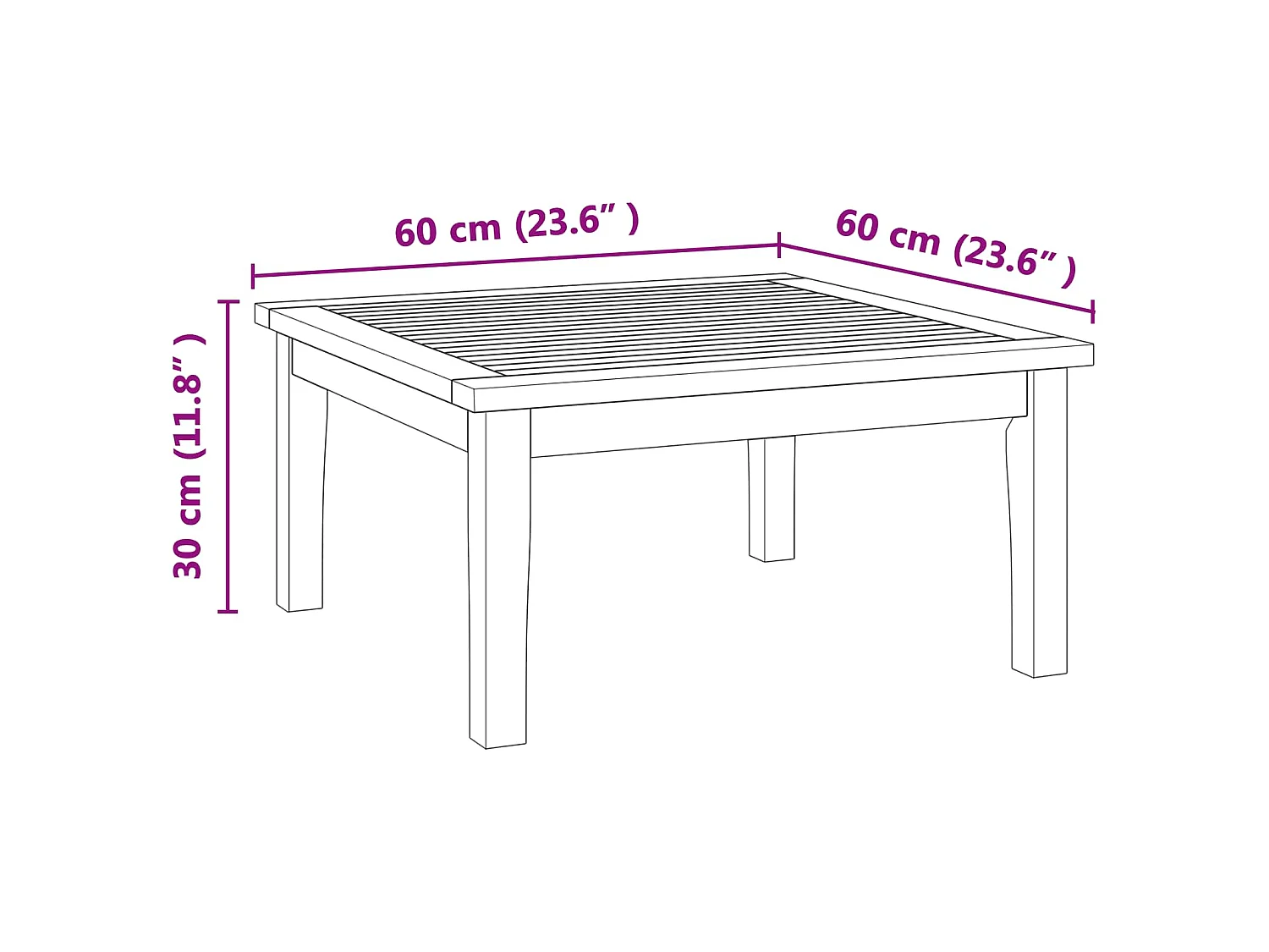 Table de Jardin Marron Bois de teck massif