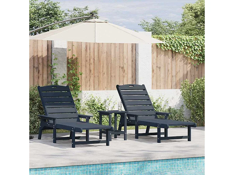 Tuin Lounge Meubels 2 pcs Marineblauw 53 x 195.5 x 30cm
