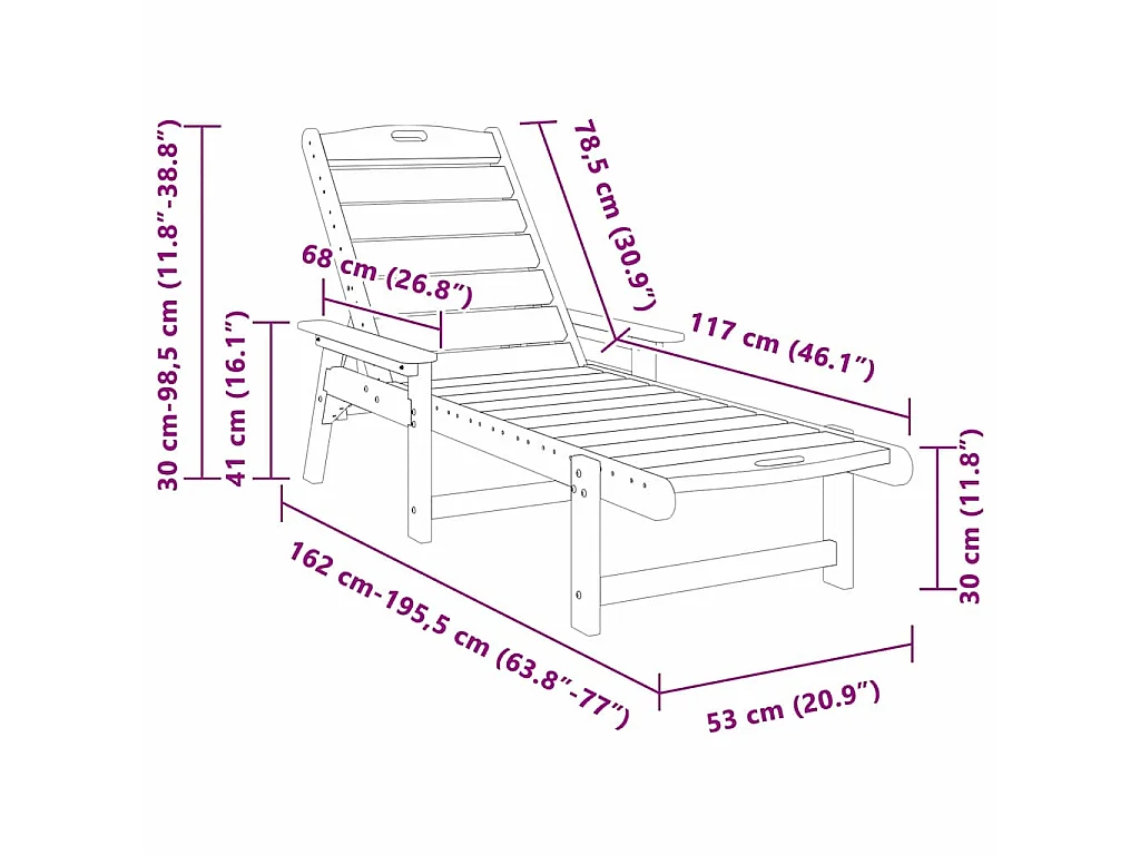 Ligstoel 2 pcs Marineblauw 195,5 x 53 x 98,5 cm Polyetheen