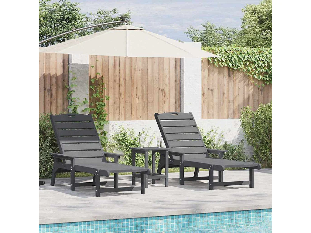 Mobilier de jardin lounge 2 pcs Gris clair 53 x 195.5 x 30cm