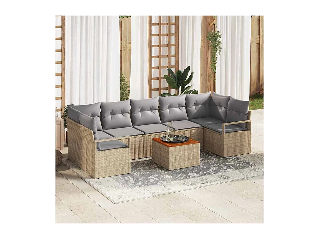 Ensemble de canapé de jardin 8 pcs beige et gris clair