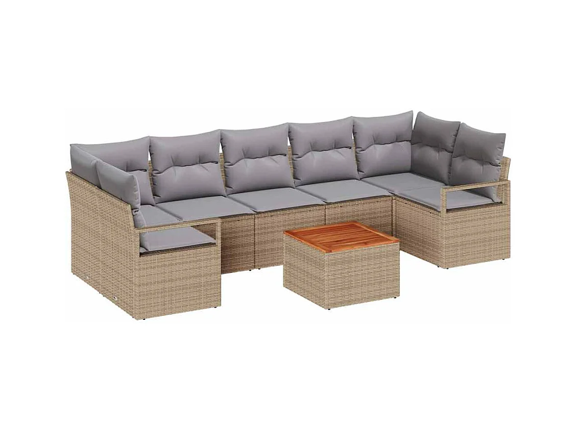 Ensemble de canapé de jardin 8 pcs beige et gris clair